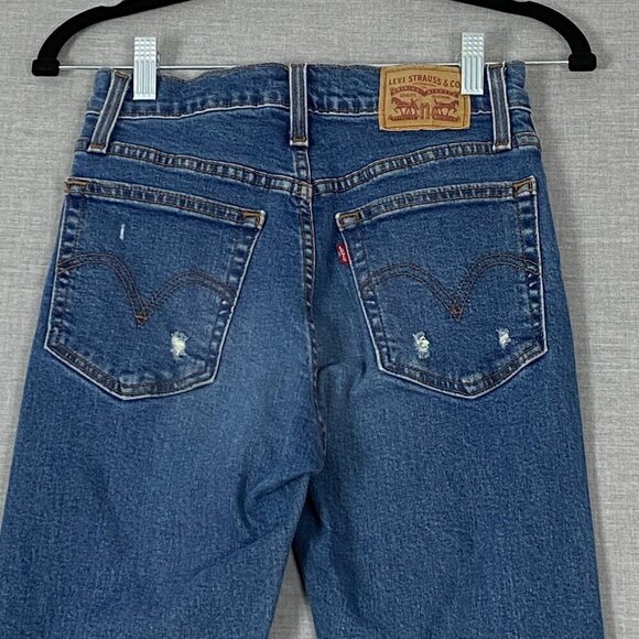 Levi's Wedgie Skinny Jeans High Rise Distressed Crop Button Fly Sz 26 - Picture 4 of 11
